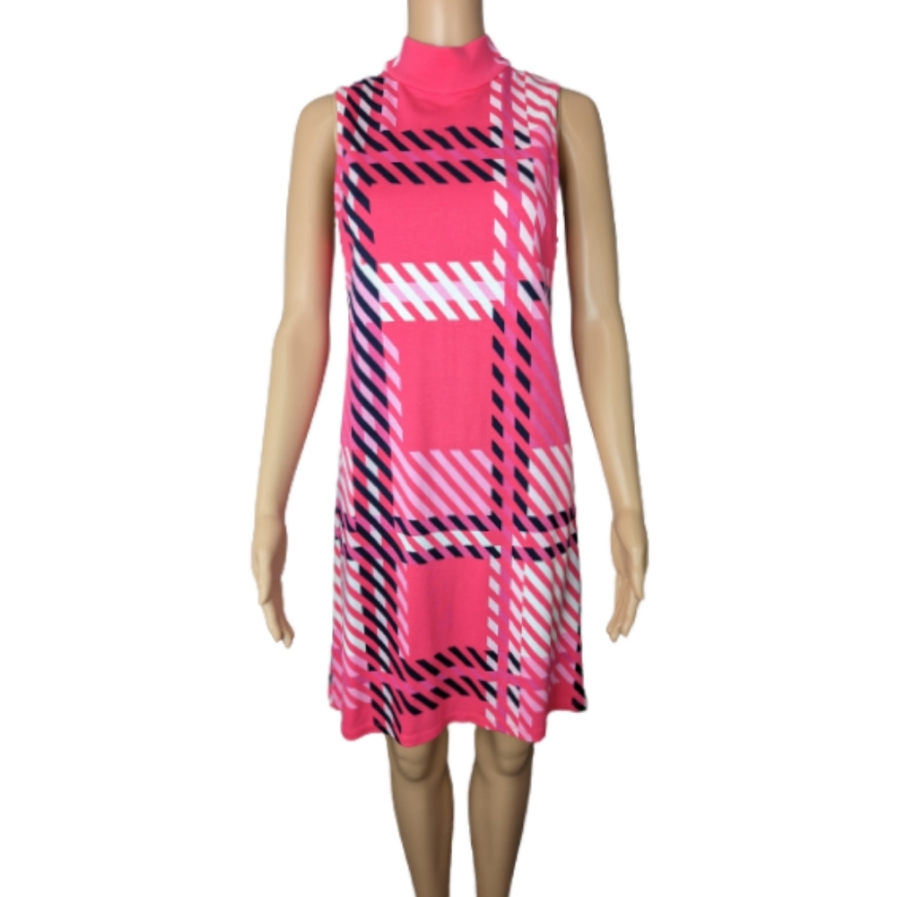 Crown & Ivy Pink Mod Mock Neck Shift Dress XS